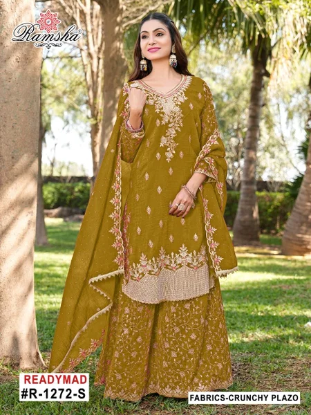 R 1272 Q to T By Ramsha Crunchy Surat Pakistani Readymade Suits Wholesale Market
